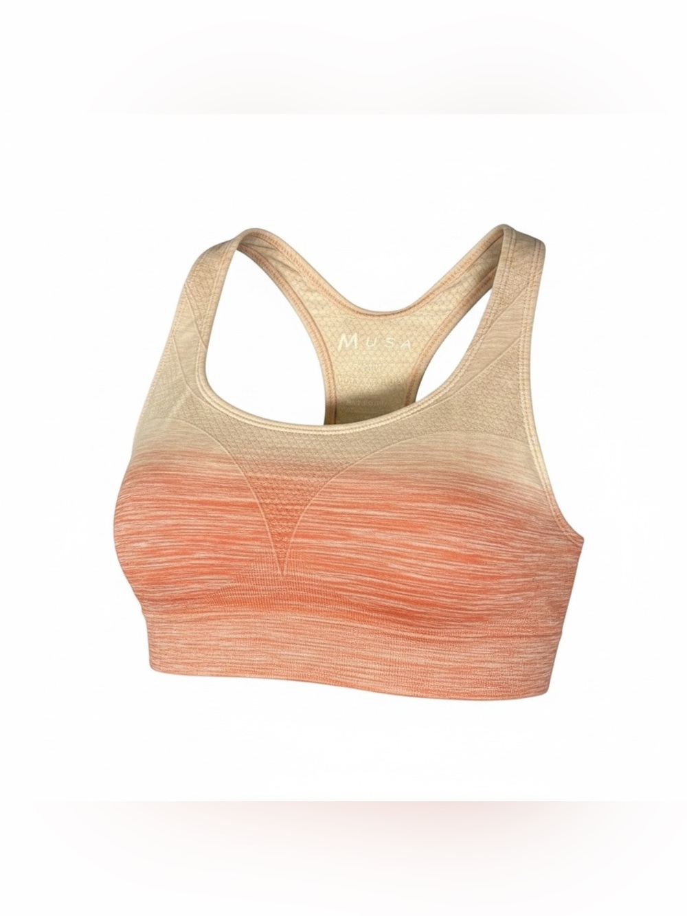 MUSA Women's Beige/Orange Ombre Racerback Pullover Wireless Sports Bra S